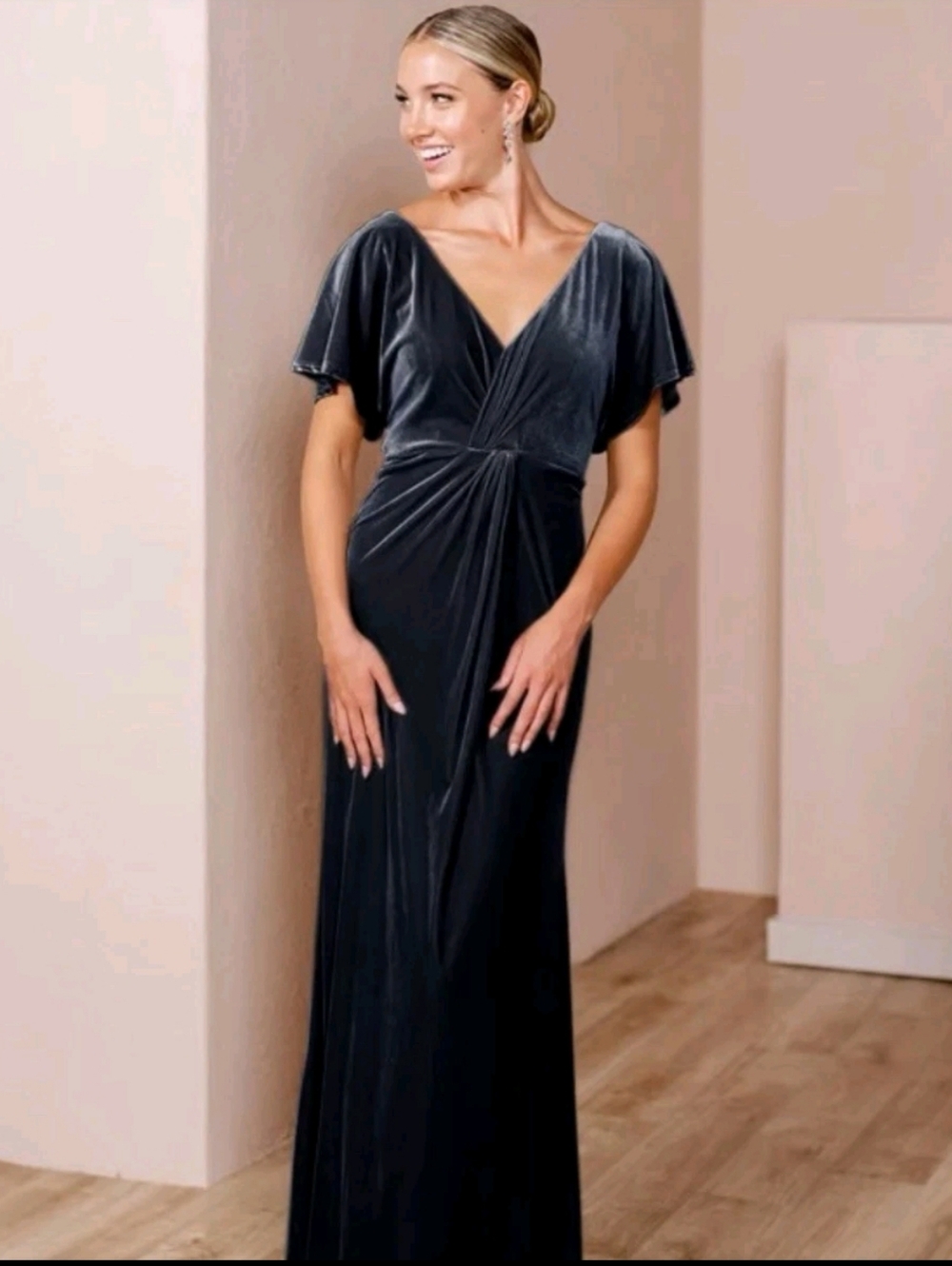 Revelry Velvet Dress Bridesmaid Mother Of The Bride Gwen Velvet Indie Blue 12